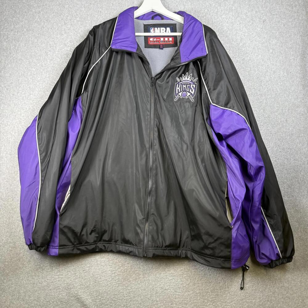 NBA GIII Carl Banks Men's 2XL XXL Black Purple Sacramento Kings Varsity Jacket